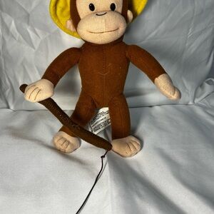 Vintage Curious George Fishing Plush 9” Kellytoy Rare Stuffed Monkey Toy